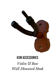 Hardwood Violin Hanger Hook with Bow Holder for Wall Mount kit