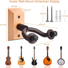 Load image into Gallery viewer, 2 Pack of High Quality Wooden Guitar Hook. Guitar Wall Mount
